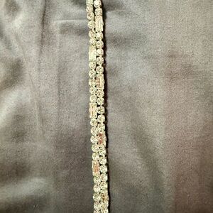 David's Bridal Sparkling Silver Crystal Belt
